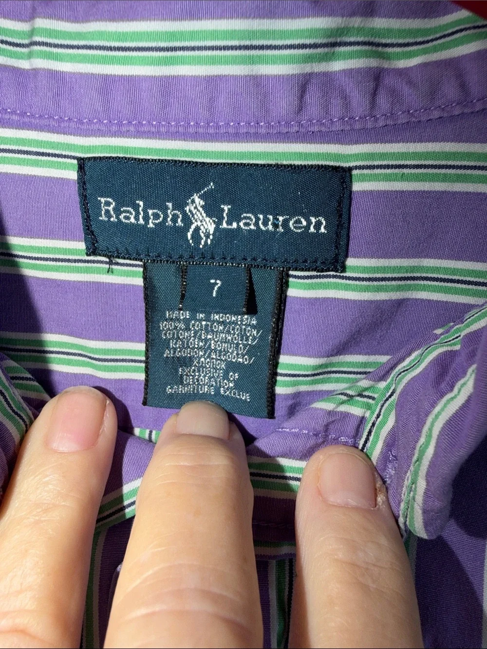Ralph Lauren Purple, Green & White Striped Button-Down Shirt